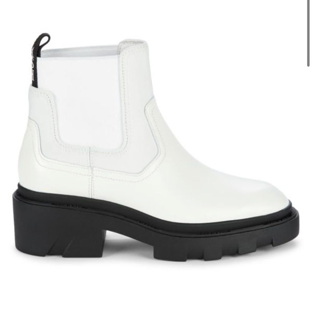 Ash mastro leather pull-on white combat boots